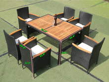 Load image into Gallery viewer, EELIFEE 7 piece Outdoor Patio Wicker Dining Set Patio Wicker Furniture Dining Set w/Acacia Wood Top
