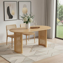 Load image into Gallery viewer, Double Pedestal Base Oval Wood Dining Table - Natural / Light Brown
