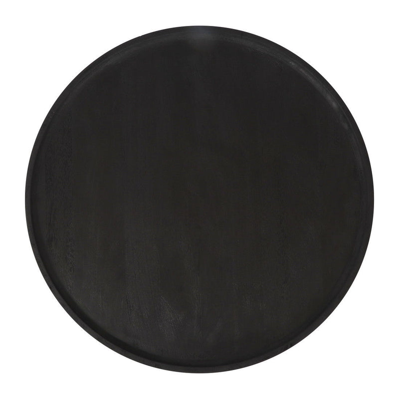28" Solid Wood Round Pedestal Coffee Table - Black