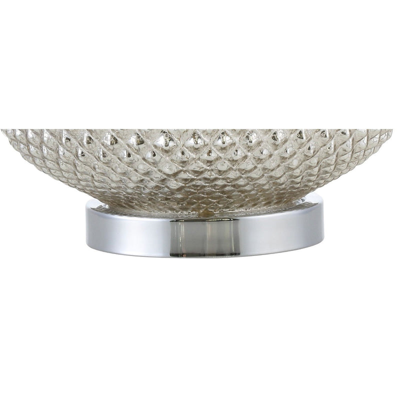 Round Table Lamp With Drum Shade - Silver