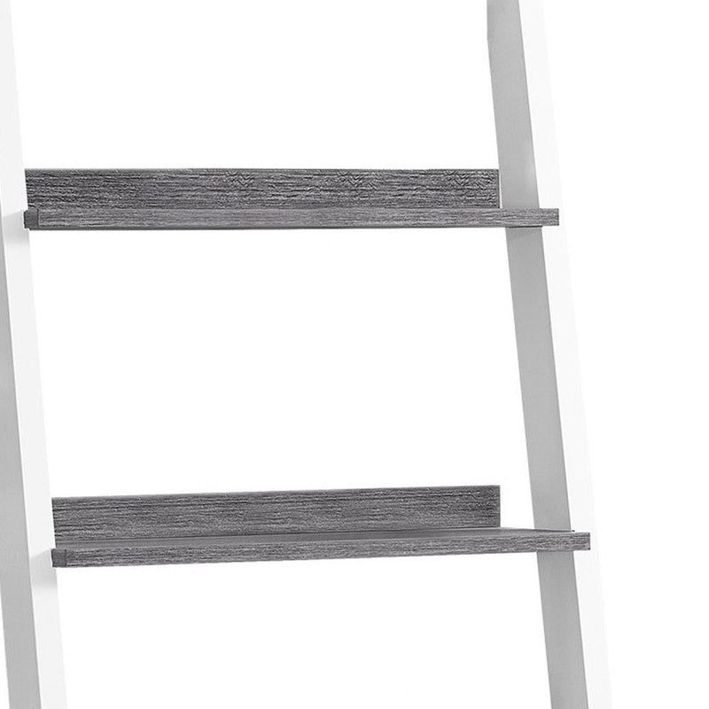 Ladder Bookcase With Two drawers - Gray / White