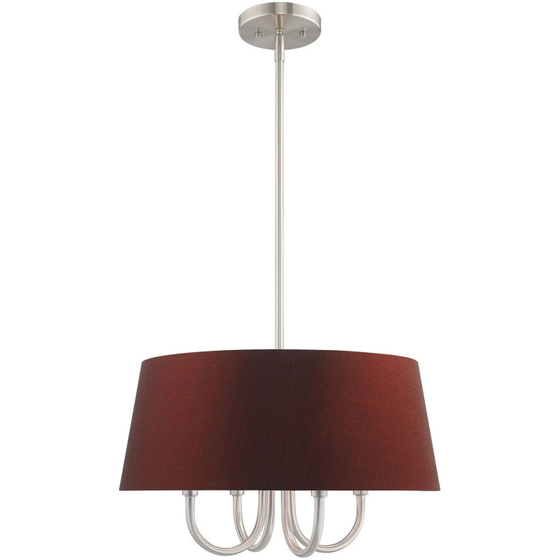 20" Four Light Dimmable Chandelier With Shades - Nickel