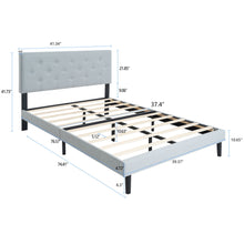 Load image into Gallery viewer, Modern Upholstered Platform Bed Frame With Button Tufted Fabric Headboard
