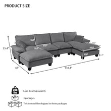 Load image into Gallery viewer, Modular Sectional Sofa With Movable Ottoman &amp; Pillows
