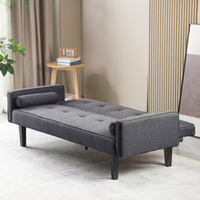 Load image into Gallery viewer, Futon Sofa Bed Convertible Couch Bed with Armrests Modern Living Room Linen Sofa Bed, Folding Recliner Futon Couch Sleeper Set with Solid Wood legs
