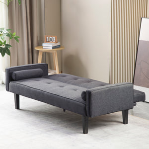 Futon Sofa Bed Convertible Couch Bed with Armrests Modern Living Room Linen Sofa Bed, Folding Recliner Futon Couch Sleeper Set with Solid Wood legs