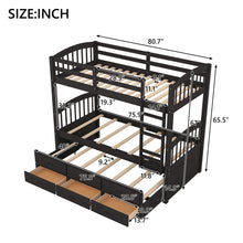 Load image into Gallery viewer, Twin over Twin Wood Bunk Bed with Trundle and Drawers, Espresso
