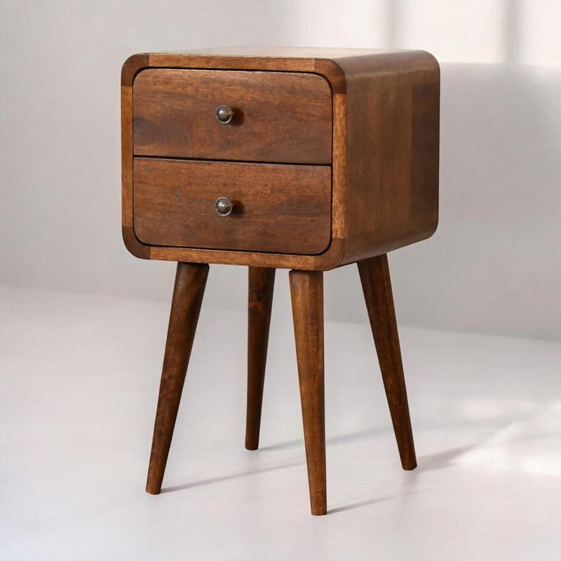 Solid Wood Two Drawer Nightstand - Chestnut