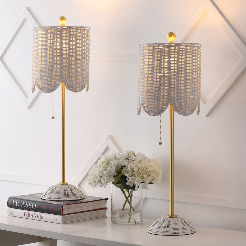 28" Table Lamps With Drum Shades (Set of 2) - White