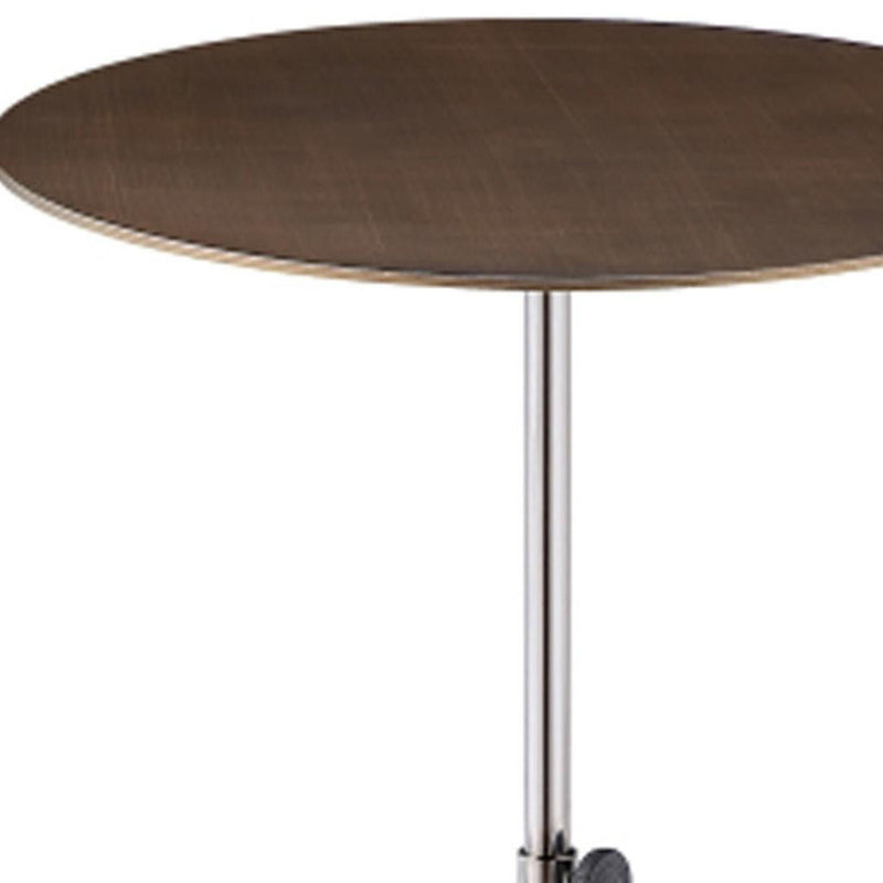 Steel Height Adjustable Round Pedestal End Table - Bronze / Silver