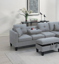 Load image into Gallery viewer, Living Room Furniture 3-PCS Sectional Sofa Set LAF Sofa RAF Chaise And Storage Ottoman Cup Holder Taupe Grey Color Linen-Like Fabric Couch
