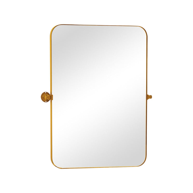 32" Iron Wall Mounted Framed Accent Mirror - Gold
