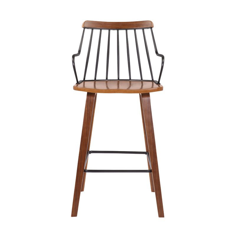 Manufactured Wood And Iron Counter Height Bar Chair - Brown