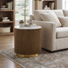 Load image into Gallery viewer, 3 Piece Table Set Oval Cocktail Table, 2 Round End Tables - Brown / Gold / White
