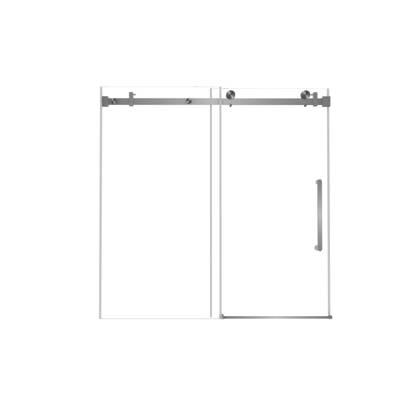 Frameless Single Sliding Shower Door & Handle And Square Tube Track