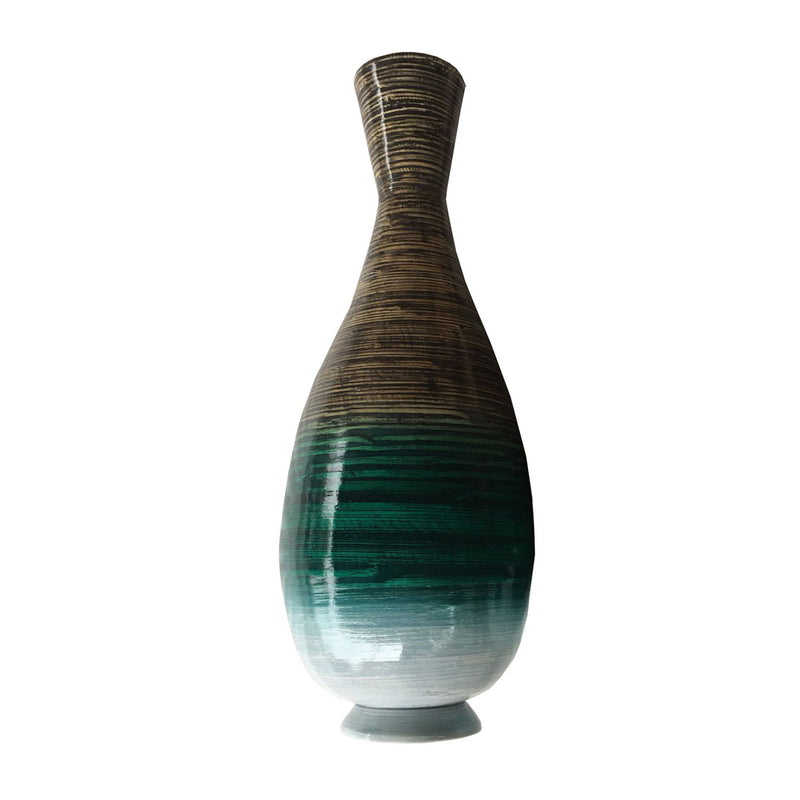 Bamboo Amphora Floor Vase - Blue And Gold