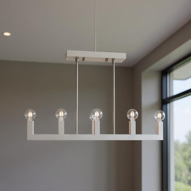 17" Seven Light Dimmable Chandelier With Shades - Nickel
