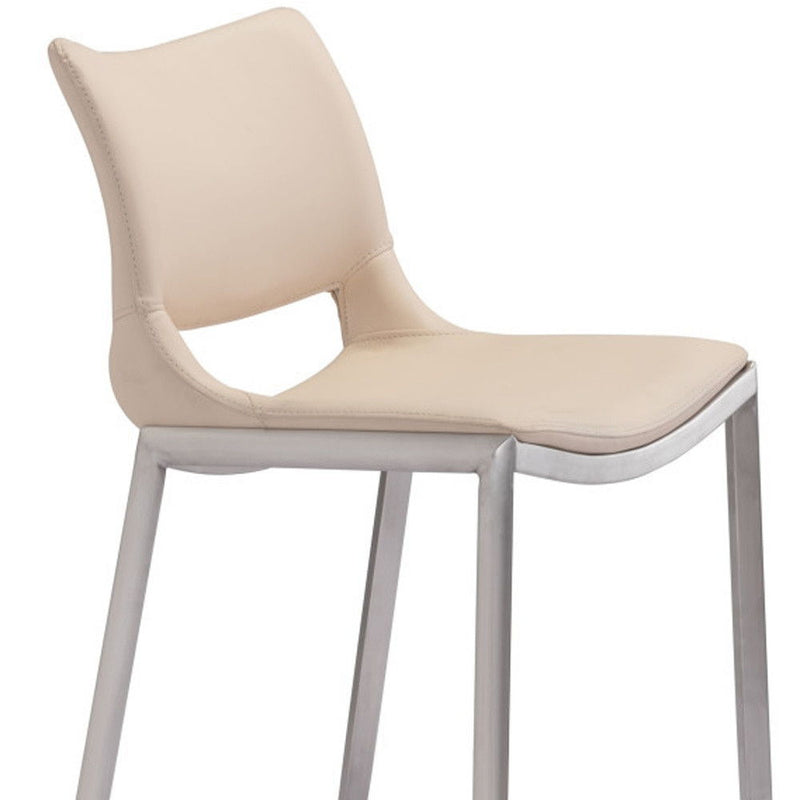 Steel Low Back Bar Height Bar Chairs (Set of 2) - Light Pink And Silver
