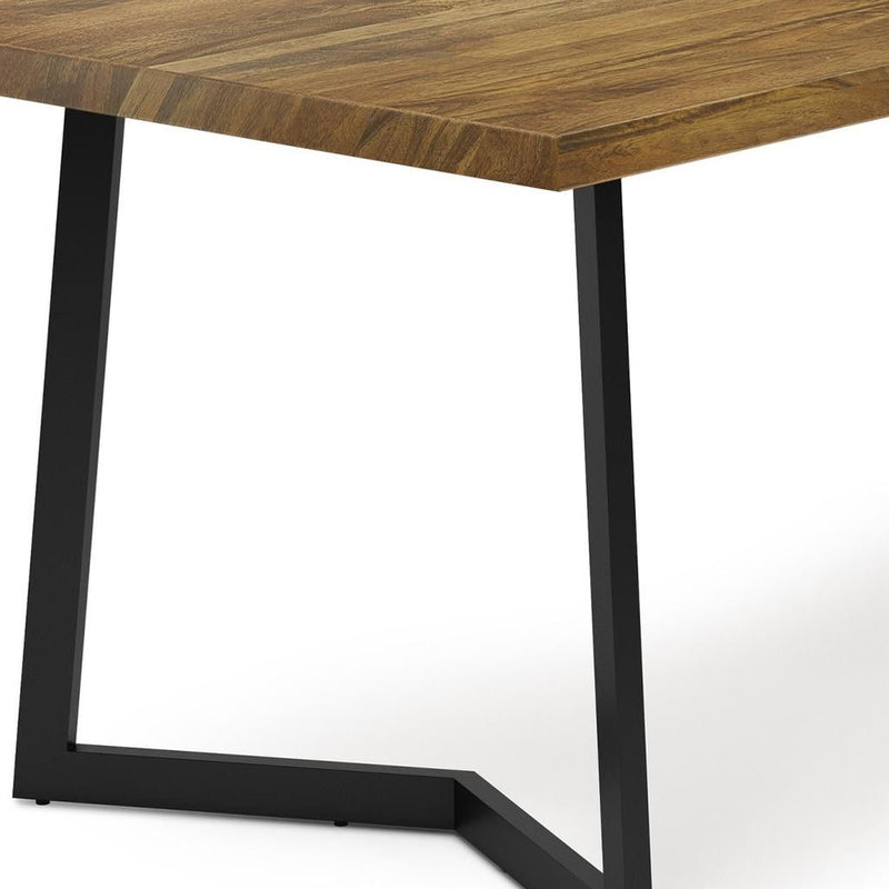 Solid Wood Iron Frame Base Dining Table - Natural / Charcoal