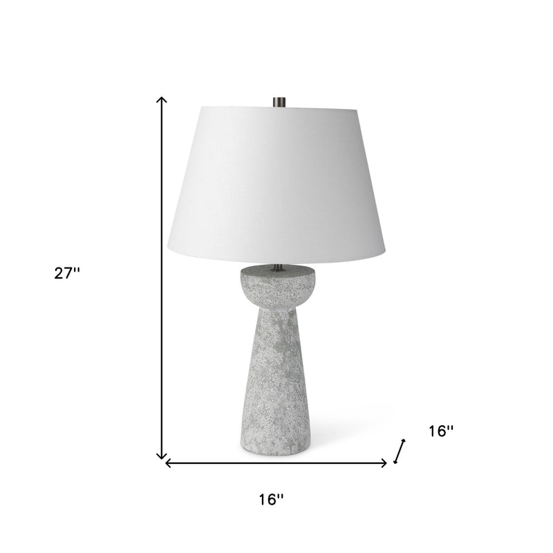 27" Concrete Round Bedside Lamp With Bell Shade - Gray