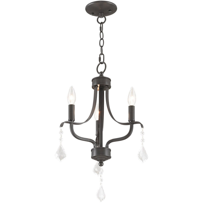 20" Three Light Metal Dimmable Chandelier With Shades - Nickel / Clear
