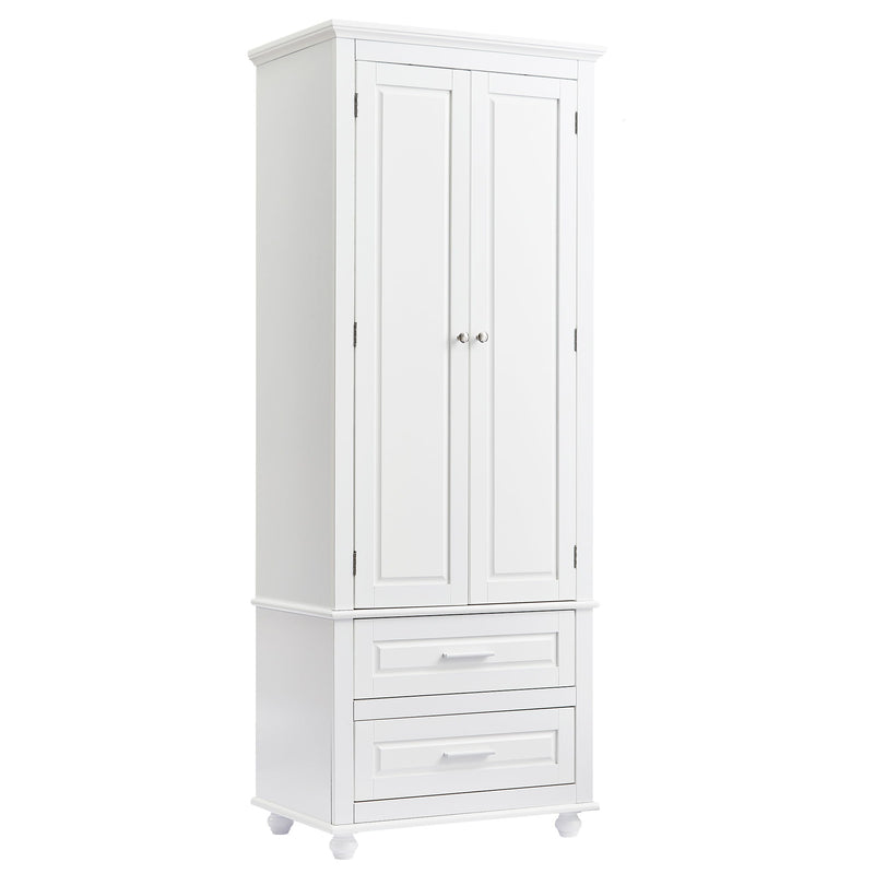 Tall Storage Cabinet With 2 Drawers For Bathroom