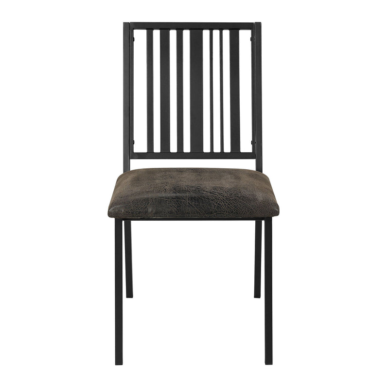 Upholstered Faux Leather Slat Back Dining Side Chairs (Set of 2) - Black