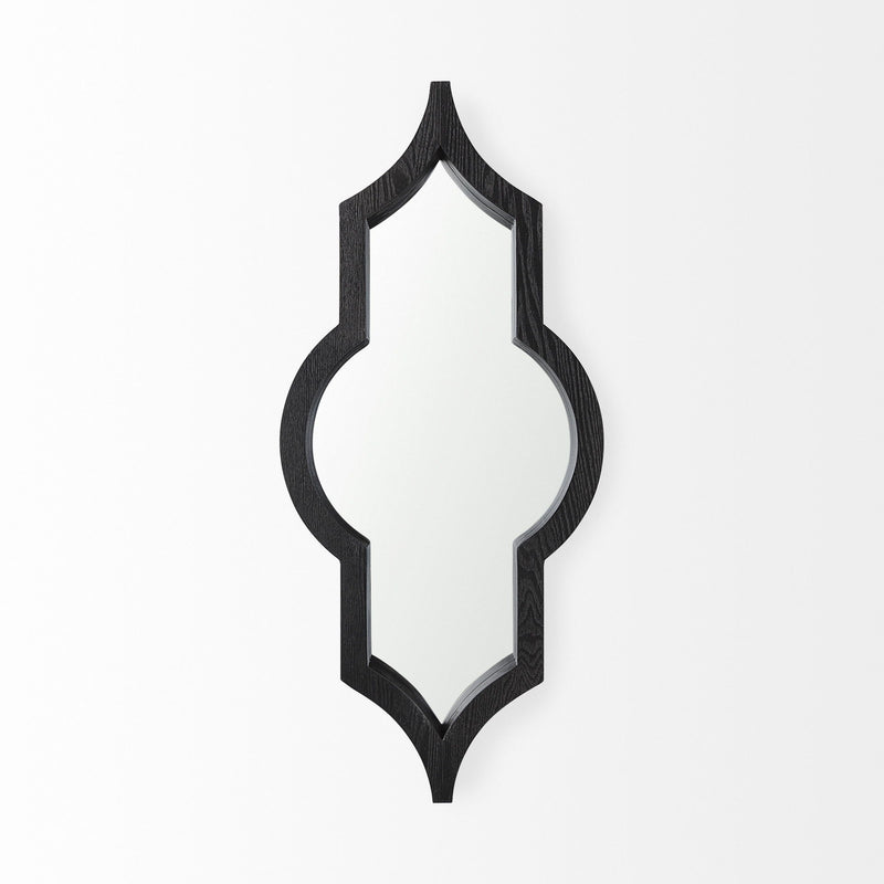34'' Solid Wood Abstract Framed Accent Mirror - Brown