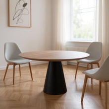 Load image into Gallery viewer, 48" Wood And Metal Pedestal Base Round Top Dining Table - Brown

