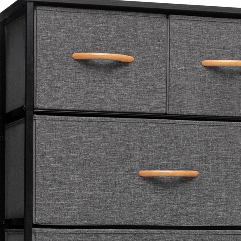 Fabric Six Drawer Chest - Gray / Black