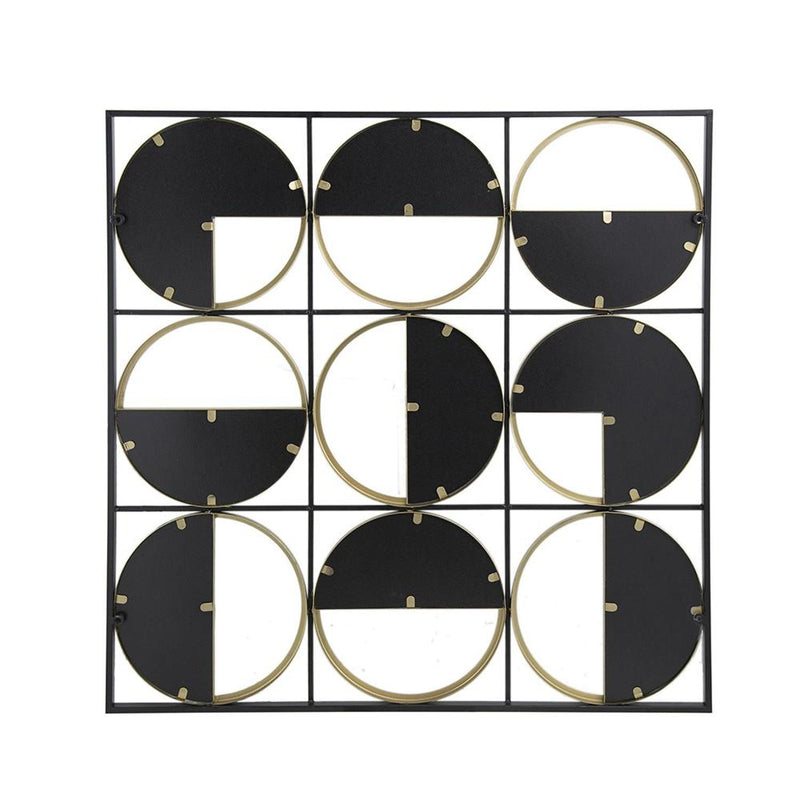 36" Square Iron Framed Accent Mirror - Black / Gold