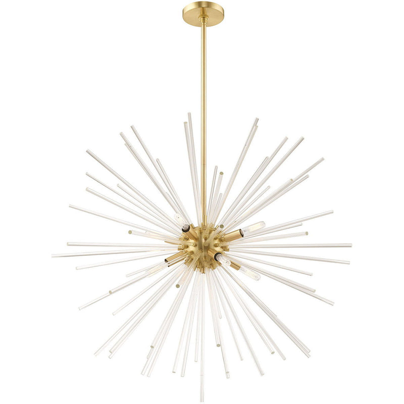 38" Eight Light Dimmable Chandelier With Shades - Brass