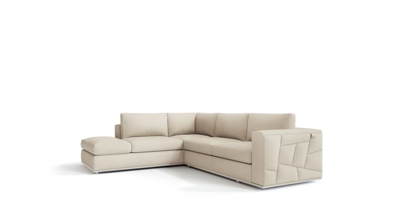 Italian Leather Reclining L-Shaped 2 Piece Corner Sectional - Beige