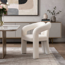 Load image into Gallery viewer, Boucle Partially Open Back Dining Arm Chair - White
