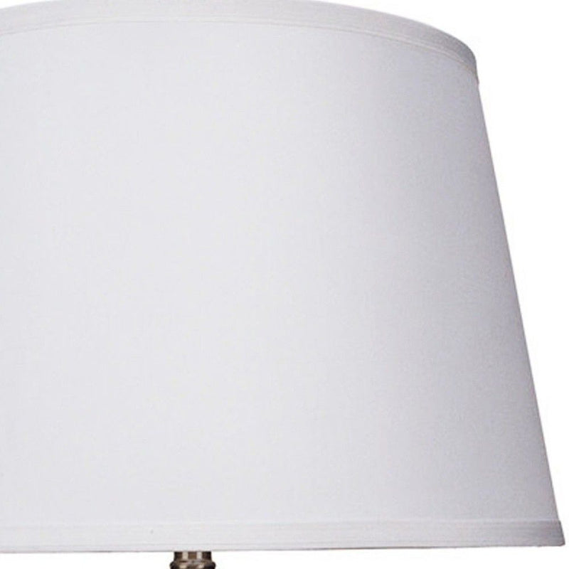 29" Metal Table Lamp With White Classic Empire Shade - Silver
