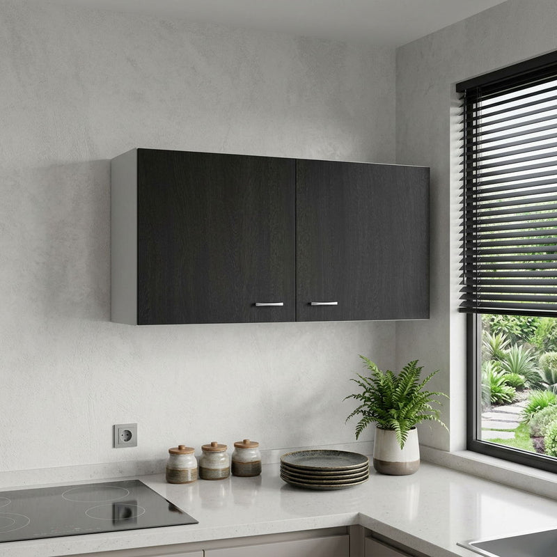 Wood Wall Mounted Accent Cabinet With Two Doors - Black / White