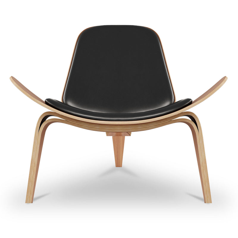Faux Leather Lounge Chair - Black And Wood Brown