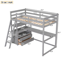 Load image into Gallery viewer, Modern Loft Bed With Built In Desk, Shelves, And 2 Drawers
