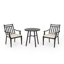 Load image into Gallery viewer, 3 Piece Metal Bistro Set With 2 Curved Armrest Chairs - Black

