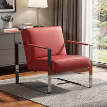 Load image into Gallery viewer, Genuine Leather Arm Chair - Red And Black
