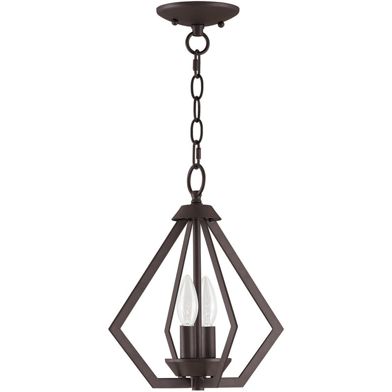13" Two Light Dimmable Chandelier With Shades - Bronze