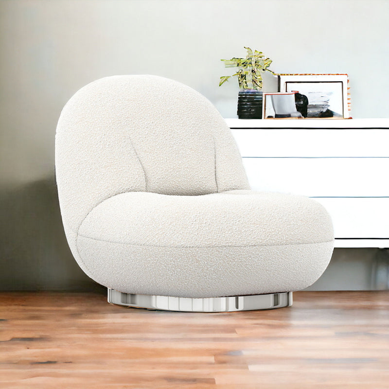 Boucle Slipper Chair - White And Silver