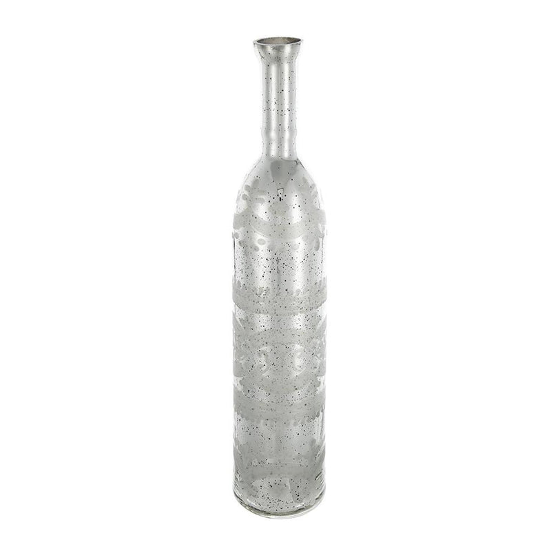 Floral Bottle Table Vase (574270) - Antiqued Silver