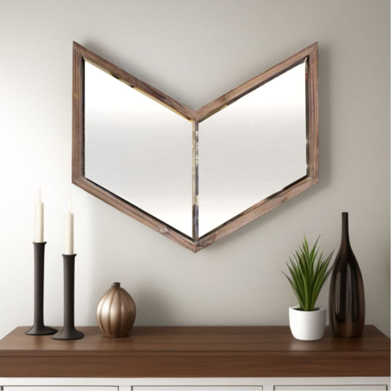 23" Novelty Framed Accent Mirror - Brown