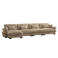 Load image into Gallery viewer, Modern Sectional Sofa With Ottoman, Round Bolster Armrests, Waist And Throw Pillows

