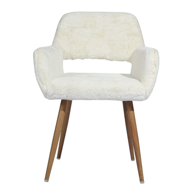 Faux Fur Arm Chair - White And Brown
