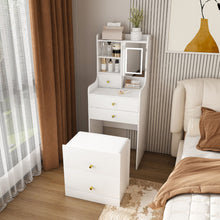 Load image into Gallery viewer, 3 In 1 Dressing Table With LED Mirror &amp; Storage Stool, Compact Makeup Vanity - White
