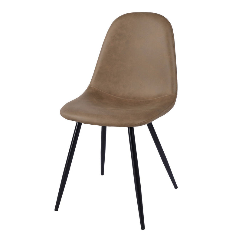 Faux Leather Metal Dining Side Chairs (Set of 2) - Light Brown / Black