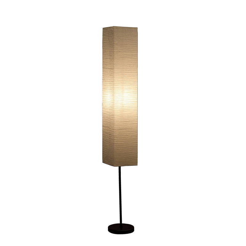 Column Floor Lamp With Off-White Rectangular Paper Shade - Black