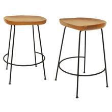 Load image into Gallery viewer, 16.5" x 18" x 24.5" Steel Backless Counter Height Bar Chairs (Set of 2) - Natural And Black
